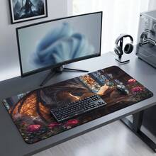 Dragon Reading In Library Pattern Extra Long Gaming Mouse Pad And Desk Mat Set, Non-Slip Durable Rubber Bottom, Smooth Surface, Suitable For Computer Laptop Office Home, Abstract Art Decor, Back To School Supplies - A - View 8
