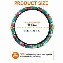 1PC Vintage Cartoon Car Steering Wheel Cover Without Inner Ring, 4 Styles Available, Elastic Band Easy Installation, Wear-Resistant Anti-Slip, All-Season Universal, Unisex, Car Interior Accessory - Multicolor - View 2