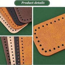 4pcs PU Leather Crochet Bag Bottom, 7 X 3 Inch Rectangular Bag Base Cushion Bottom Shaper With Holes, Suitable For DIY Crochet Bag, Shoulder Bag, Wallet Making, Earth Tone, DIY Wallet Making - Multicolor - View 7