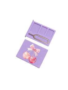 Bow Cherry Print Card Holder, SIM Card Pin Slot, Comes With SIM Card Pin, Cherry Print Portable SIM Card Storage Box, Phone Card Holder, SIM Card And SD Card Storage Box, Travel Storage Box, Compact And Lightweight, Anti-Loss And Durable, Anti-Drop And Durable, Suitable For Smartphones, Tablets And Other Devices, Can Store SIM Cards/SIM Card Pins, Ideal Choice For Storing Backup SIM Cards When Changing Phone Numbers, Also A Great Gift - Multicolor - View 12