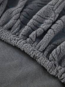 1pc Dark Gray Jacquard Sofa Cover, Non-Slip Elastic Sofa Slipcover, Removable And Washable Sofa Protector, Suitable For L-Shaped Sofa And 1/2/3/4 Seater Sofa, All Season Universal - Dark Grey - View 7