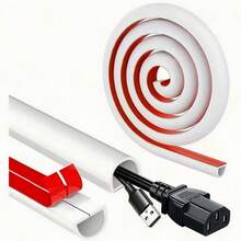 1pc 5/3/2/1m Semi-Circular Self-Adhesive Cable Organizer, Flexible Cable Protector, Anti-Crush Wear-Resistant Cable Management Channel, Suitable For Wall And Floor Wire Hiding And Cable Management - A - View 2