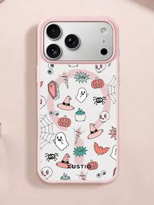 XUSTIO Halloween Ghost Pumpkin Lantern Spider Skull Bat Magnetic Phone Case TPU Anti-Drop Wear-Resistant Large Lens Protection Best Friend Couple Style Dual Color Optional Daily Commute Holiday Gift Compatible With Apple 11/12/13/14/15/16/17 Pro ProMax Plus Phone Protective Shell - Pink - View 7