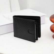 1pc Unisex Wallet, Multi-Color Cool Carbon Fiber Texture Wear-Resistant Microfiber Leather Men's Short Bifold Wallet, Built-In RFID Anti-Theft Anti-Demagnetization Protection Layer, Multiple Card Slots With Transparent Photo Window, Can Store Cash, Bank Cards, ID Cards And Other Documents, Foldable Design Anti-Scratch Wear-Resistant And Deformation-Resistant, Suitable For Business And Casual Use, Ideal For Men's Commuting, Business Travel And Daily Carry, Practical Coin And Card Holder Gift - Multicolor - View 4
