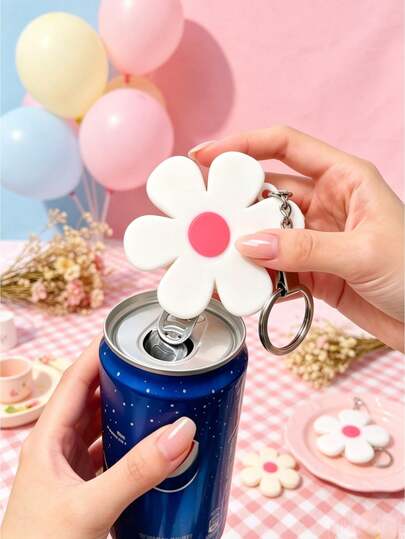 Abridor de latas con forma de flor favorito de las chicas energéticas, asistente de apertura de anillo de tracción sin esfuerzo, abridor portátil y lindo de botellas de bebidas con gancho colgante, abridor de botellas personalizado, regalo de fiesta, regalo de boda, regalo de Navidad, uso universal en el hogar, camping, transporte, dormitorio, picnic, artículo de regalo creativo para uso diario