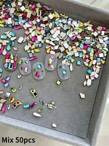 50pcs New Style K9 Material Colorful Stacked Rhinestones Super Shiny Nail Art Decoration Box Nail Accessories DIY Nail Salon Style - Multicolor - View 4