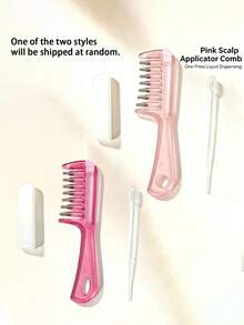 Pink Ball-Tip Scalp Oil Applicator Comb, Scalp Oil Dispensing Hair Brush, For Home, Travel, Salon And Daily Use. Essential Oil Hair Care Comb. Comb + Dropper (Randomly Delivered In One Style) - Multicolor - View 8