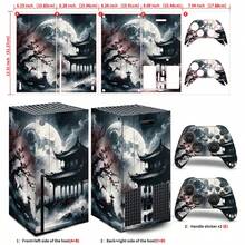 Traditional Asian Moonlit Misty Pavilion Plum Blossom Art Sticker Kit, Compatible With Xbox Series X Console And Dual Controllers, Premium Vinyl Skin, Scratch-Resistant, Waterproof, Easy To Remove Without Residue - View 6