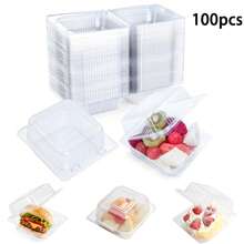 50/100pcs Transparent Plastic Food Containers With Lids, Thickened Disposable Sandwich Flip-Top Boxes, Suitable For Cake Slices, Desserts, Burgers, Salads, Pastries, Fruits, Takeout Trays - View 8