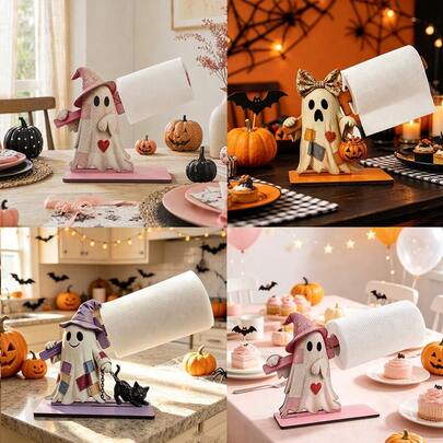 Nuevo Portapapeles de Fantasma Lindo de Acrílico para Halloween, Decoración Creativa de Escritorio, Estante para Toallas de Papel para Niños y Niñas - Interactivo - Esencial para Socializar - Hogar - talla grande Vendido - Popular - Regalo para Novio/Novia - Regalo de Cumpleaños - Fiesta - Hombres/Mujeres - Regalo Perfecto - Presente