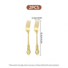 2/4-Piece Vintage Gold Cake Cutting Set, Stainless Steel Dessert Knife, Cake Server & Forks With Embossed Floral Handles, Elegant Pastry Serving Tools For Birthday Parties & Tea Time - View 10