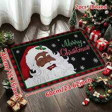 1/2/3pcs Christmas Theme Kitchen Rugs, Flannel Kitchen Rugs, Soft Comfortable Absorbent Non-Slip Machine Washable With Non-Slip Backing, Multi-Functional Home Floor Mats For Entryway, Living Room, Bedroom, Kitchen, Dining Room, Bathroom, Laundry Room, Patio, Hallway, Holiday Christmas Decor Mat - Multicolor - View 13