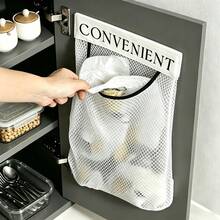 1/2pcs Kitchen Cabinet Door Hanging Mesh Storage Bag, Multi-Functional Wall-Mounted Storage Bag, Large Capacity Plastic Bag Storage, Space-Saving Kitchen Storage Organizer For Home - Multicolor - View 2