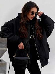 Women's Black Unisex Bomber Water-Repellent Jacket Winter Coats - Multicolor - View 1