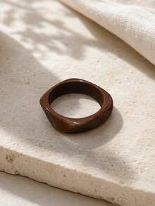 1/3pcs Vintage Elegant Brown Resin Geometric Round Bangles, Suitable For Daily Wear Or Gifting - Brown - View 2