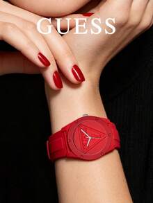 Guess Women's Quartz Watch, Rubber Strap, Round Case, Raised Triangle Logo Dial, Sporty Casual Style, Campus Summer Vacation Fashion - one-size - View 3