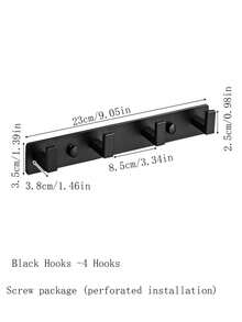 1pc Black Thickened Solid Space Aluminum Hook For Entryway, Bathroom, Wardrobe, Clothes Storage - View 12