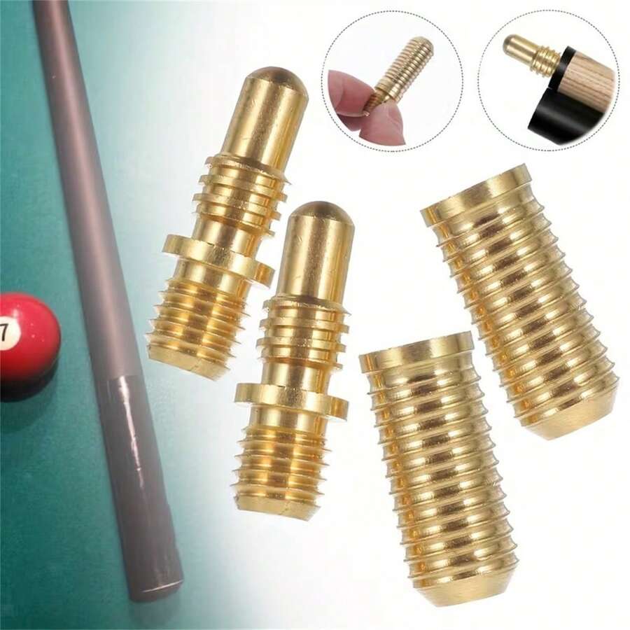 2 Sets Copper Billiard Cue Screws Pool Cue Joint Pool Sticks Hardware Pool Cue Joint Connecting Screws Billiard Extension Screws Combination - Yellow - View 1