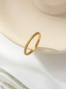 Multi-Width Frosted Glitter Rotating Stress Relief Ring, 18k Gold Plated/304 Stainless Steel Material, 2/4/6mm Width, Multiple Sizes Available, Unisex Couple Rotating Plain Band Ring - Gold - View 17