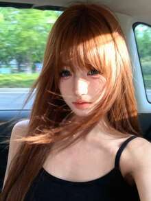 alicegarden 30-Inch Long Synthetic Wig Featuring A Natural Straight Style A Stunning Brown. Designed With Bangs , This False Hairpiece Is Perfect For Ms Daily Party Cosplay Use, Offering A Natural And Natural Durable Wig Gift For Ladies. - Brown - View 1