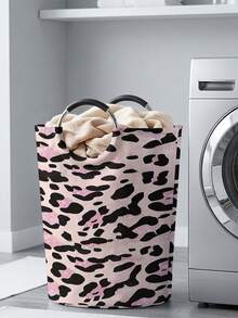 1PC Leopard-Print Fabric Laundry Basket, Foldable Multi-Purpose Storage Bin With Handles, Dirty Clothes Hamper For Garments, Socks, Jewelry & Toys, Collapsible Utility Crate, Bedroom Bathroom Organizer, Space Saving Decorative Solution - Multicolor - View 10