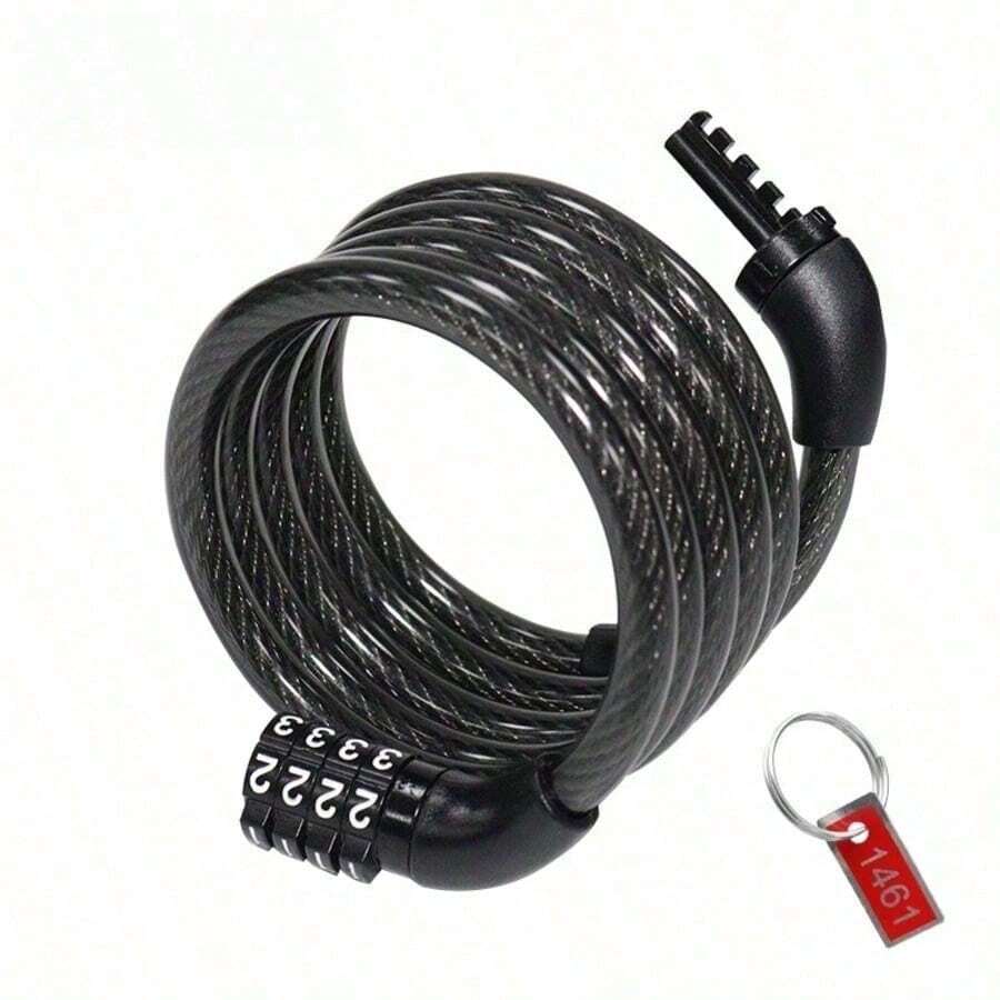 1pc Bicycle Fixed Combination Lock, Anti-Theft Steel Cable Keyless 4-Digit Combination Lock, Universal Cycling Accessory For Mountain Bike And Electric Bike