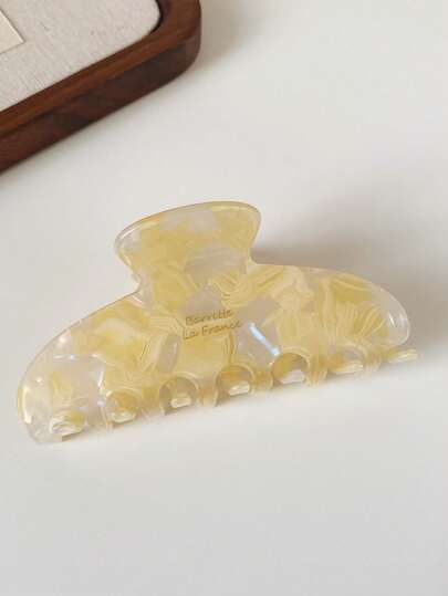 1pc French Vintage Premium Acetate Plaid Large Hair Claw Clip For Back Of Head Updo, Niche Elegant Elegant Hair Grip