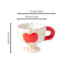 1pc Hand-Painted Textured Ceramic Tall Mug, Asymmetrical Pinched Texture Coffee Tea Cup, Cute Atmosphere Home Decor Water Cup, Perfect Gift Choice - Multicolor - View 12