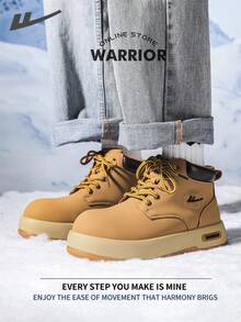 Warrior Fashionable Thick Soled Height Increasing Spring And Autumn Hiking Shoes For Small Stature Boots Ladies Ankle Boot Fleece-Lined Sneakers - Camel - View 4