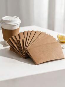 10pcs Corrugated Paper Coffee Cup Sleeves, Heat-Insulating Hand Protectors, Paper Sleeves, Suitable For Cold And Hot Beverage Cups, Perfect For Coffee Shop Takeout, Home Gatherings, Coffee Lovers And Beverage Accessories - Multicolor - View 1