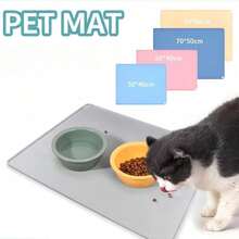 1pc Silicone Pet Feeding Mat, Rectangular Waterproof, Non-Slip, Easy To Clean And Durable, Suitable For Daily Pet Feeding - Multicolor - View 4