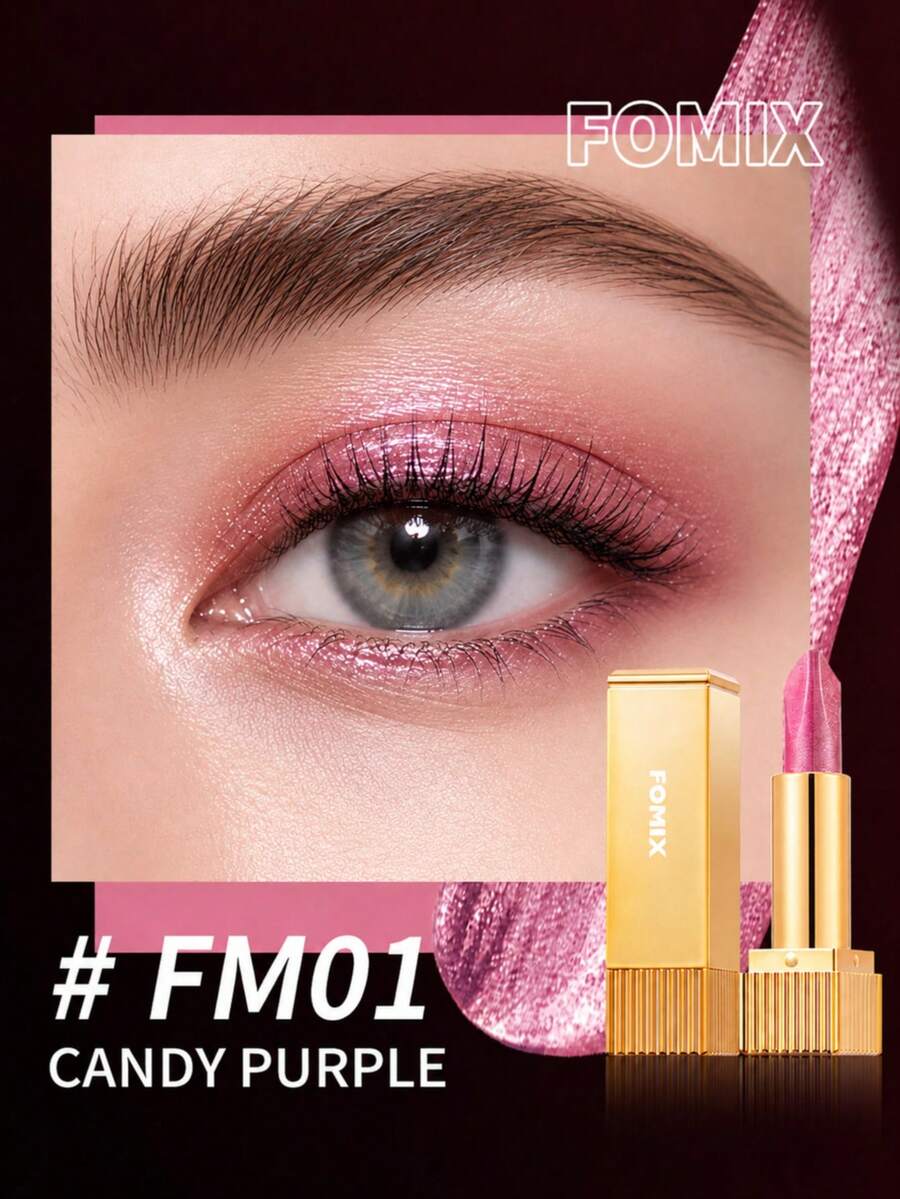 FOMIX 雙色眼影棒 珍珠閃亮高顯色眼妝筆 一筆雙色漸層 柔滑易暈染配方 快速上妝 長效眼影 初學者適用 適合日常妝容與派對 - 魅力紫色 - 查看 1