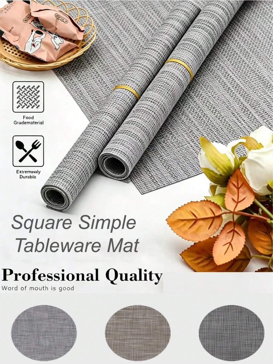 1pc European Minimalist Style Placemat, Woven Placemats, Kitchen Decor, Placemats For Dining Table, Table Mats, Dining Placemats, Kitchen Table Decor, Dining Table Accessories, Restaurant Placemats, Party Table Decor, Daily Use, Table Protection Mat Brown - Multicolor - View 1