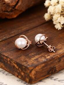 1 Pair Women's Earrings, Suitable For Wedding, Engagement, Anniversary, Party Wear, Valentine's Day Gift. No Box. - Rose Gold - View 2