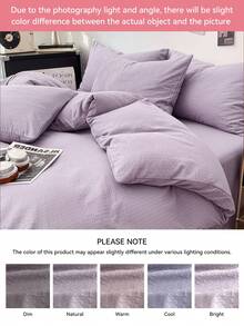 3pcs Solid Color Duvet Cover Set, Ultra Soft Breathable Microfiber Double-Layer Gauze All-Season Bedding, Machine Washable Fade/Pill/Shrink-Resistant, Fresh INS Room Decor For King Queen Full Twin, Home Dorm Guest Room Vacation Rental Gift - Multicolor - View 8