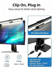 1pc Dual‑Sided RGB Monitor Light Bar, USB Powered Clip‑On Screen Hanging Lamp, Touch Control Dimmable Eye‑Care Gaming Desk Light For PC Computer - RGB Monitor Light Bar - View 10