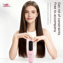 2-In-1 Straightening & Curling,Portable Wireless Hair Straightener Comb,Ceramic Coating Anti-Scald,For Home Use,Holiday Gifts,Holiday Essentials,Fast Heating,Suitable For Various Hair Types,Anti-Scald Design,Professional Styling Tool,Gift For Women - Multicolor - View 4