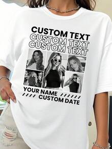 Custom Women's Vintage Flare Sleeve T-Shirt, Personalized Printed T-Shirt. Add Your Favorite Photos And Text, Couple White Summer - White - View 2