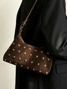 BAILEE A Stylish, Avant-Garde, Solid-Colored Shoulder Bag With Stud Embellishments And A Knotted Strap Design.Great For Fashion Outfits And As A Gift Option. - Multicolor - View 2