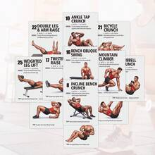 30pcs - Abdominal Workout Flash Cards, Beginner Men's Abdominal Training Guide Cards, Portable Home Fitness Core Training Instruction Cards, Beginner-Specific Indoor Abdominal Muscle Exercise Reference Cards - 30-pack Abs Workout Flash Cards - View 3