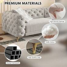 97.7" 3-In-1 Convertible Sleeper Sofa, 28.4" Deep Seat Pull Out Sofa Bed,Button Tufted Modern Sofa, 4-Seater Couch With Movable Ottoman  For Living Room, Apartment, Office, Bedroom,Beige/White - Gris - Ver 7