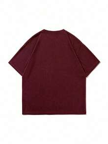 Simple Studio | Men's Summer Boston Letter Print Round Neck Short Sleeve T-Shirt - Burgundy - View 5
