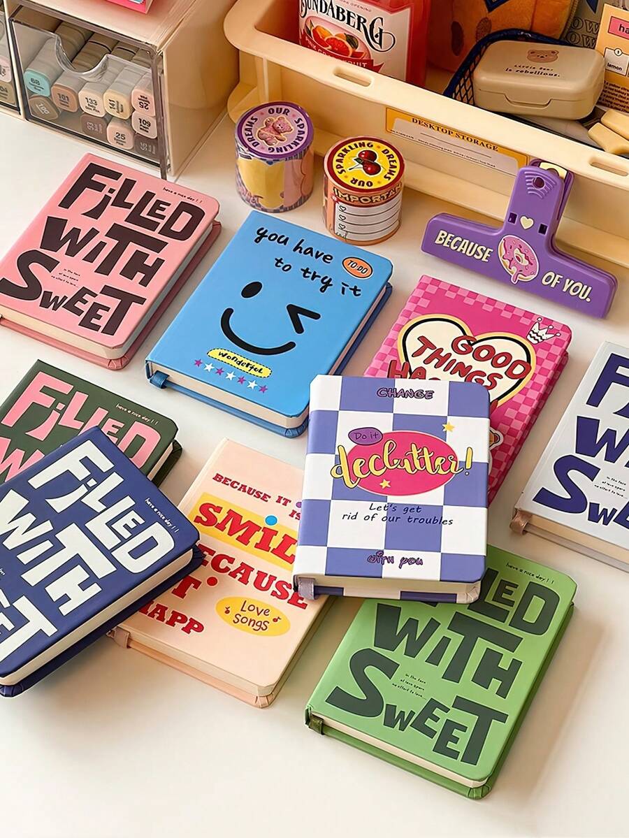 1pc Pocket Notebook, Vintage Hard Cover A7 Size, Mini Portable 96 Sheets Line Pages Diary Memo Office School Book, Back To School Gift - Multi Colors - View 1