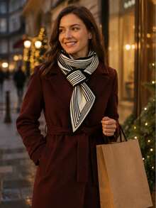 1pc Women's Geometric Pattern Knitted Pull-Through Scarf, Soft Warm Short Neck Warmer, Elegant Fall Winter Fashion Accessory For Daily Commute - Multicolor - View 12