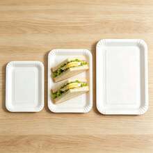 15/30/60pcs Disposable White Rectangular Paper Plates, Lightweight Large Size Bulk Pack, Suitable For Desserts, Cakes, Snacks, Disposable Tableware For Home Dining, Birthday, Wedding, Picnic, BBQ, Holiday And Party - White - View 11