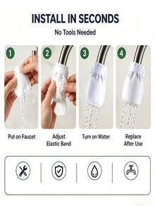 50/100pcs Universal Faucet Filter Bags, High-Density Non-Woven White Quilted Tap Filter Sleeves For Rust, Sand, Sediment & Impurities, Replaceable Kitchen, Bathroom And Dorm Water Filters, Back-To-School University Kitchen Bathroom Essentials,1pc - View 6