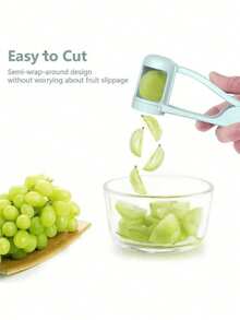 1pc Lightweight Grape Slicer, Wrap-Around Non-Slip Fruit Separator With Smooth Grip Handle, Kitchen Tool For Grapes, Cherry Tomatoes, Strawberries, Suitable For Fruit Salad, Dessert Platter, Daily Fruit Display, Easy To Clean, Compact Size - Multicolor - View 1