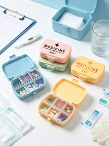 Travel Pill Organizer With "Medicine Bag"Pattern, 6 Compartments Daily Pill Case, Compact Medicine Pill Container, Portable Small Pill Box For Purse Or Pocket,Essential For Family Travel,Essential For Doctors And Nurses In Emergencies - Multicolor - View 7