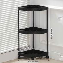 1pc Modern Minimalist Triangle Storage Cart With Wheels And Handle, Suitable For Bathroom And Kitchen Storage, Space-Saving, Corner Placement - Multicolor - View 17