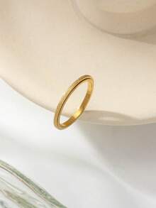 Multi-Width Frosted Glitter Rotating Stress Relief Ring, 18k Gold Plated/304 Stainless Steel Material, 2/4/6mm Width, Multiple Sizes Available, Unisex Couple Rotating Plain Band Ring - Gold - View 14